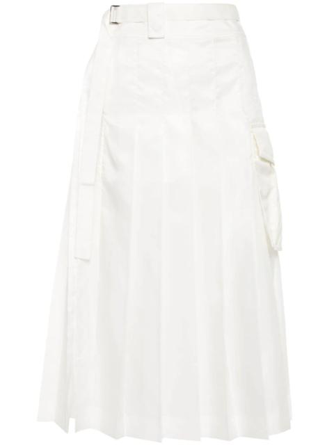 pleated belted midi skirt