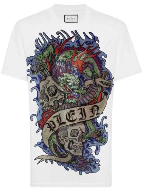 tattoo-print cotton T-shirt