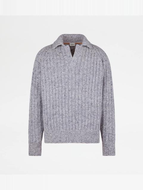 CASHMERE BLEND PULLOVER - BEIGE