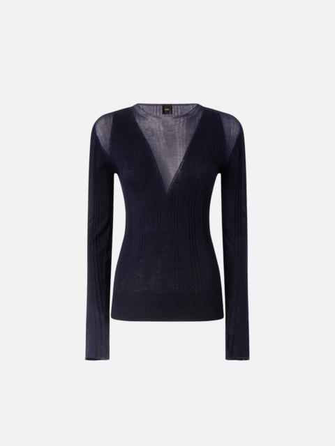 LIGHTWEIGHT RIBBED SWEATER WITH SHEER DETAILS