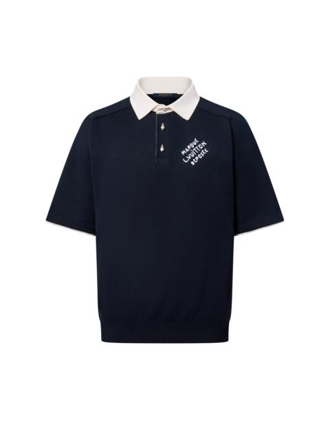 Embroidered Short-Sleeved Cotton Blend Polo Shirt