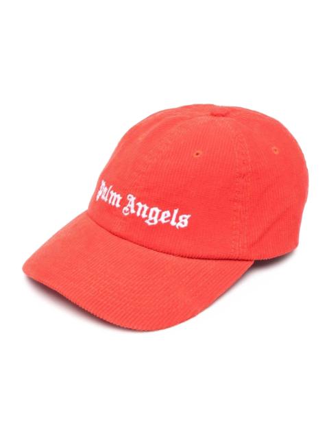 Palm Angels Corduroy Embroidered Logo Cap Red White