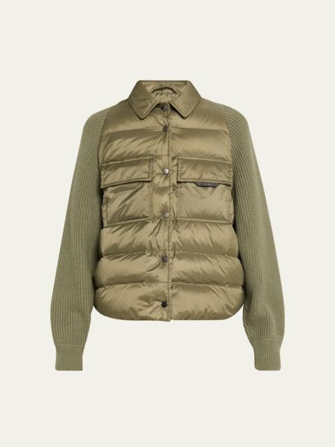 Superlight Down Padded Jacket With Knit Sleeves