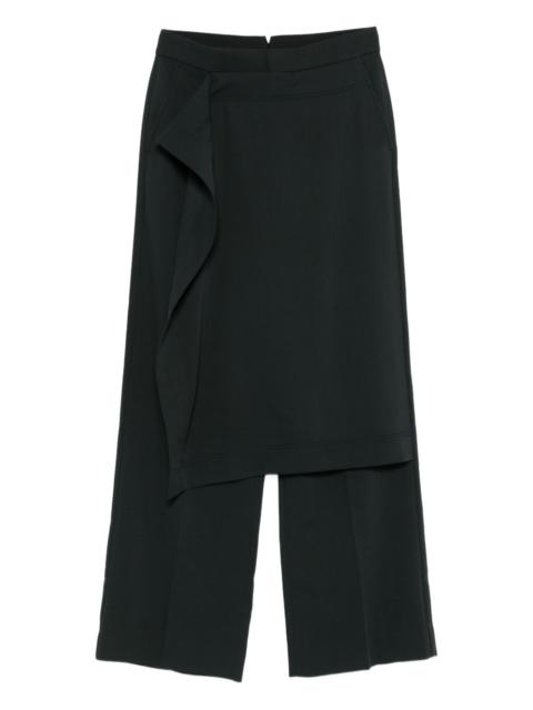 ruffled-overlay straight trousers