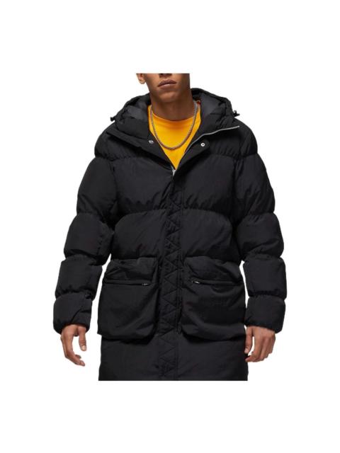 Air Jordan Logo Zipper Mid-Length Down Jacket 'Black' DQ7347-010