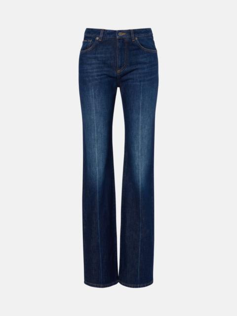 Mid-rise flared jeans