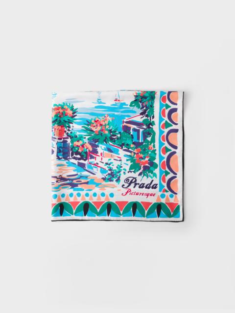 Printed silk twill scarf, 90 X 90 cm