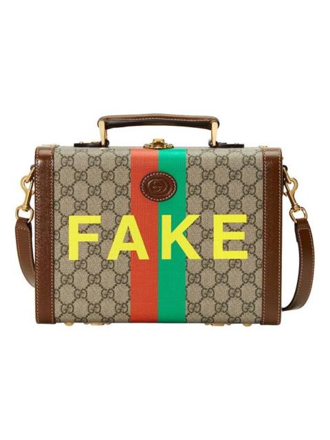'Fake/Not' print beauty case
