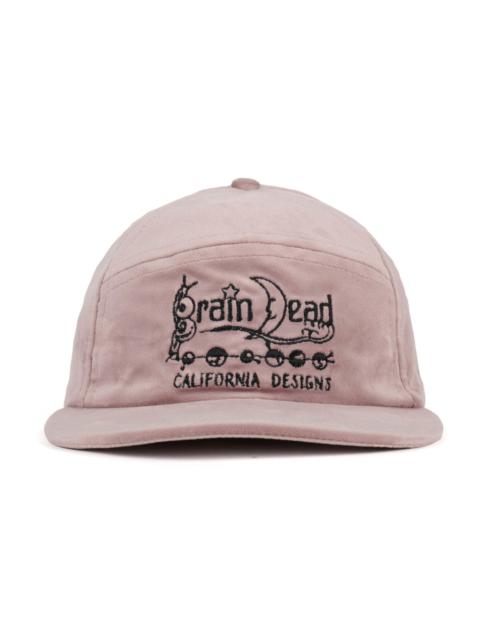 Velveteen Curved Front 6 Panel Hat - Pink