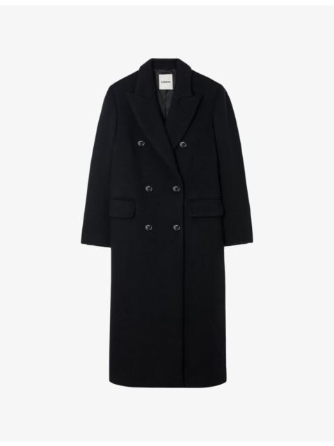Long Double-Breasted Wool-Blend Coat