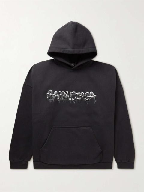 Logo-Print Cotton-Blend Jersey Hoodie