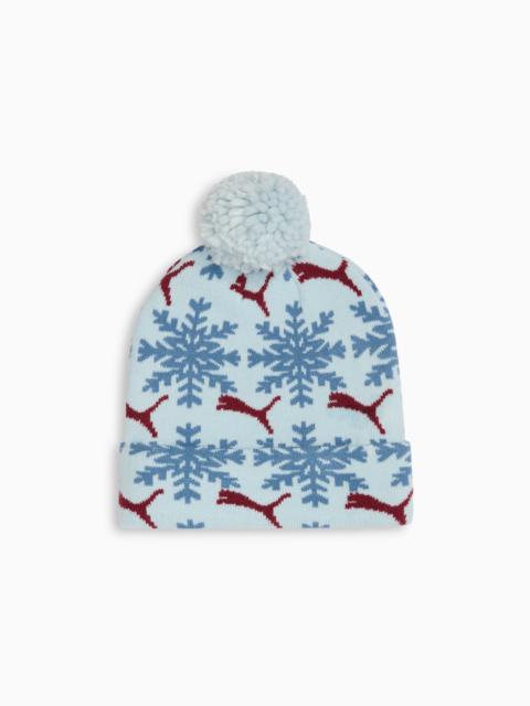 Fair Isle Winter Pom Pom Snowflake Beanie