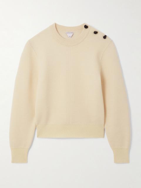 wool jumper with metal knot buttons