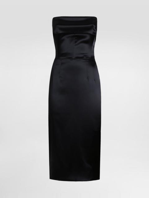 Satin calf-length corset sheath dress