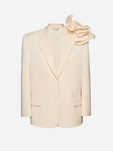 Cotton and silk flower blazer in cream