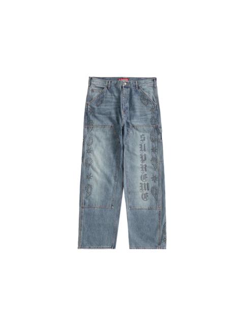 Supreme Paisley Studded Double Knee Painter Pant Washed Blue