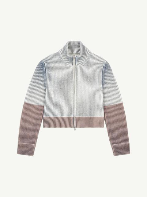 High collar zip cardigan