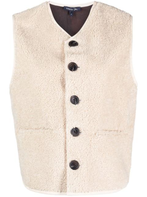 V-neck faux-shearling vest