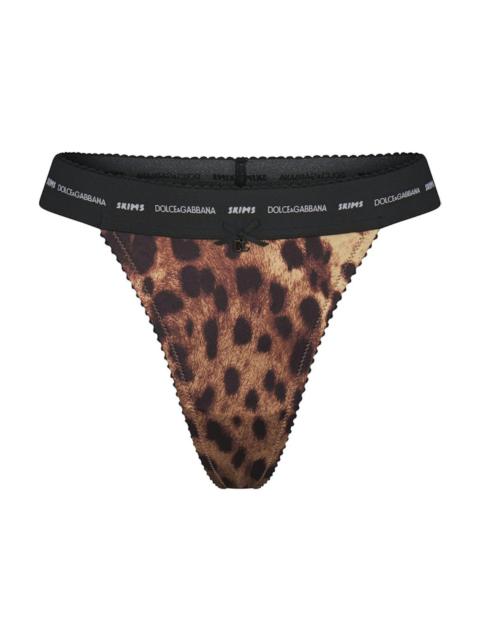 SKIMS x Dolce&Gabbana Stretch Satin Thong Leopard