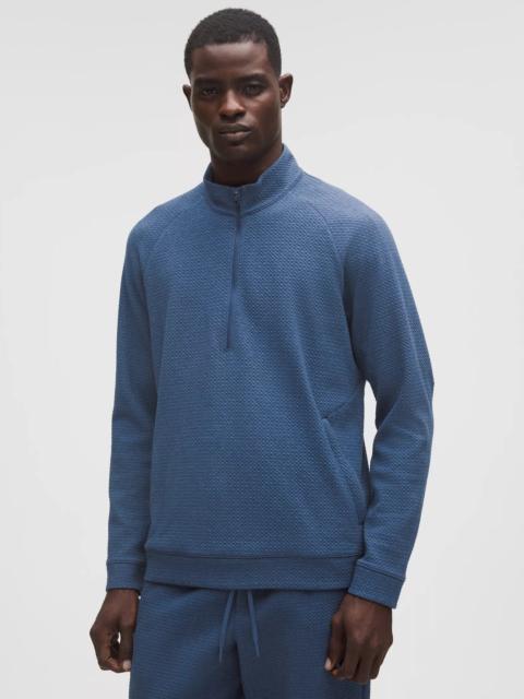 Textured Double-Knit Cotton Half Zip