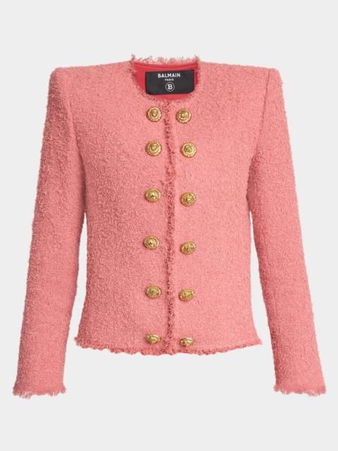 Lion Head Double-Breasted Tweed Jacket