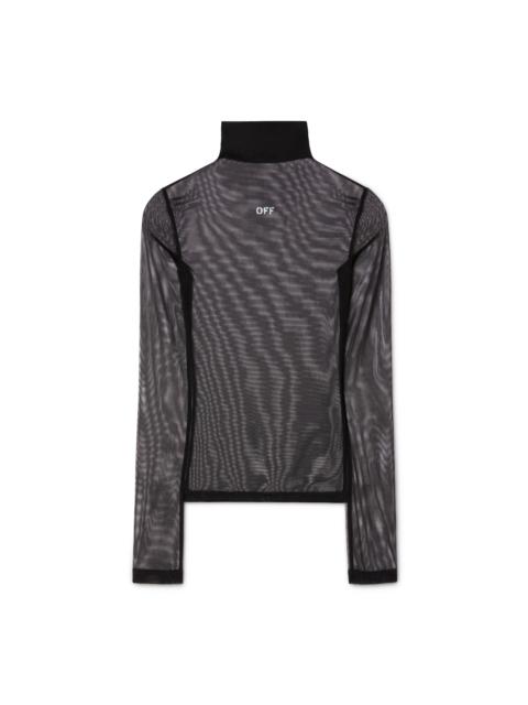 Black Mesh Long-sleeved Top