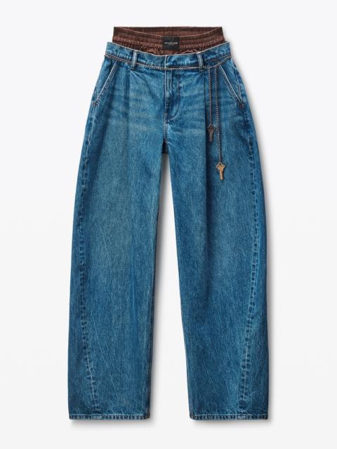 indigo pre-styled ballon-leg jeans