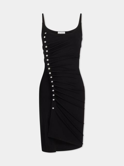 BLACK DRAPÉ PRESSION SHORT DRESS