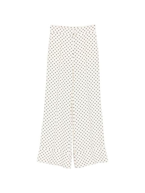 polka-dot wide-leg trousers
