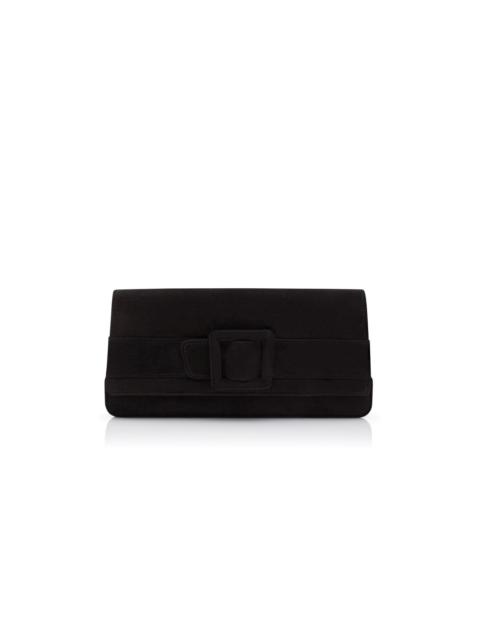 Black Suede Buckle Clutch