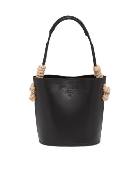 Leather Prada Tambour Bucket Bag