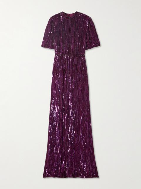 Viola Bead-embellished Sequined Georgette Gown