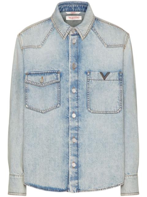 cut-out denim shirt