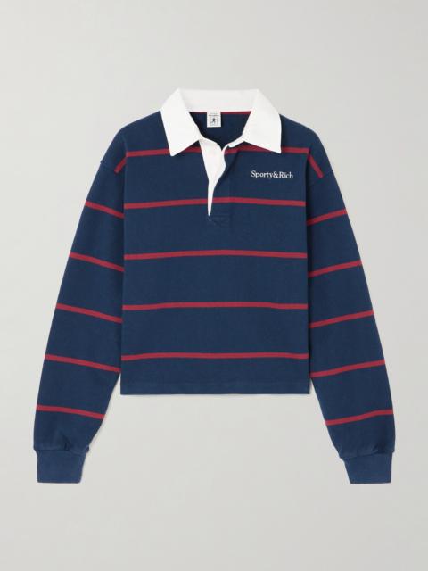 Embroidered Striped Cotton Polo Shirt