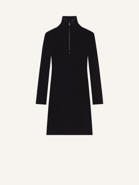 ZIPPED MOCKNECK DRESS