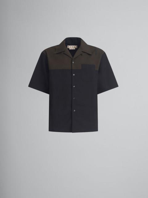 BLACK AND BROWN WOOL BOWLING SHIRT