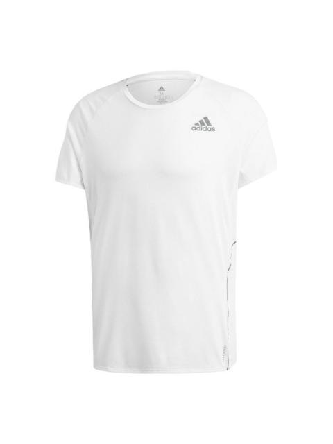 adidas Adi Runner Tee Reflective Running Sports Short Sleeve White GQ1346
