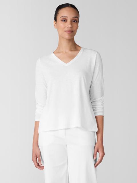 Organic Cotton Slubby Jersey V-Neck Top