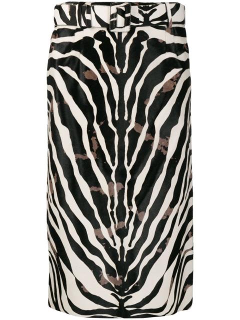 zebra print calf hair skirt