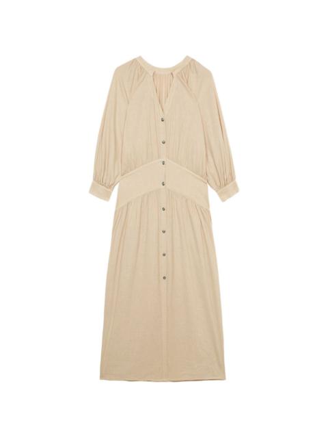 Violet mandarin-collar maxi dress