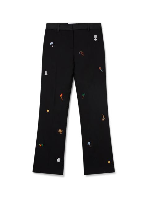 Embroidered Motif Wool Tailored Trousers | Casablanca Paris