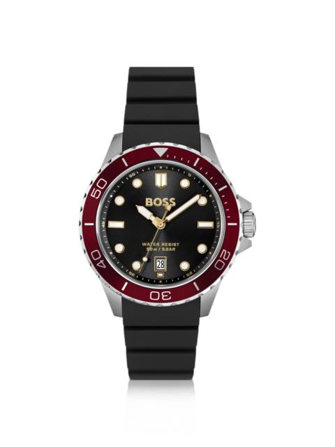 TROPER BLACK-DIAL WATCH WITH SILICONE STRAP