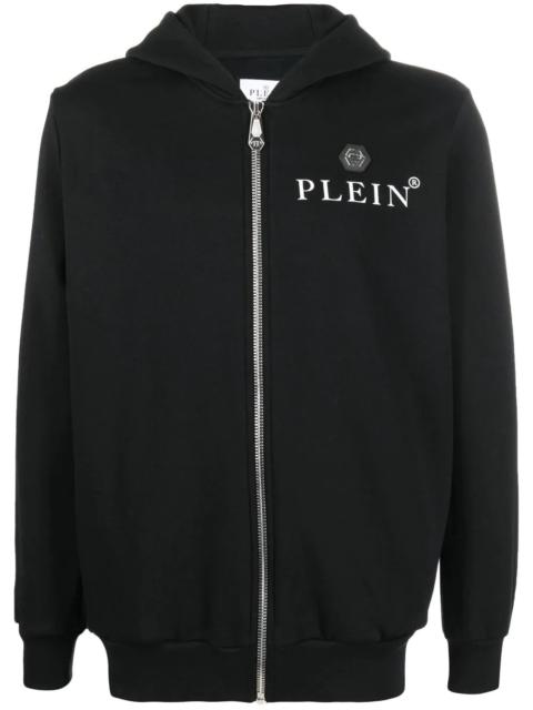 logo-print zip-up hoodie