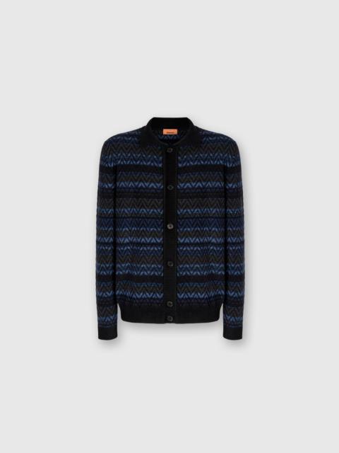 Cardigan with Zigzag and Stripe Pattern