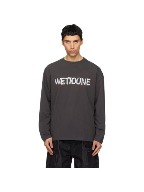 Gray 'We11done' Graffiti Logo Long-Sleeved T-shirt