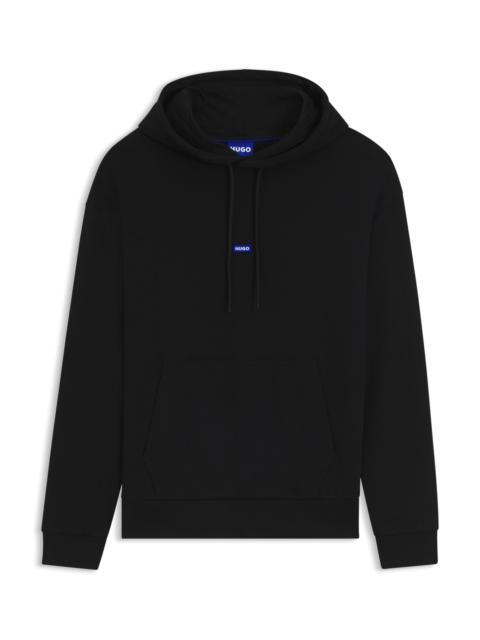 HUGO COTTON-TERRY HOODIE WITH BLUE LOGO LABEL REVERSIBLE
