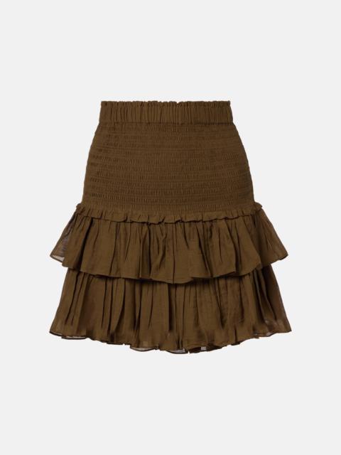 Naomi smocked cotton-blend miniskirt