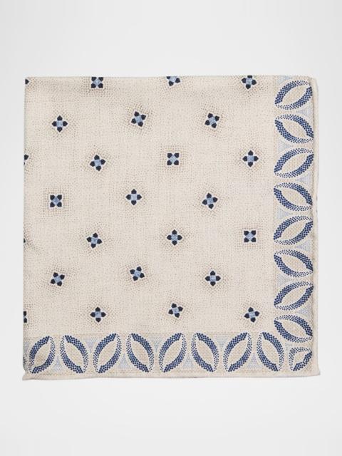 Men's Silk Floral Print Pocket Square