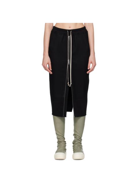 Black Concordians Zipped Short Pillar Midi Skirt