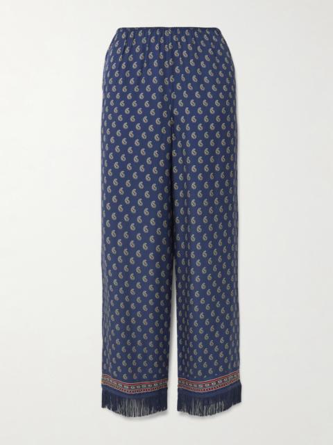 Lavon Fringed Paisley-print Silk Straight-leg Pants